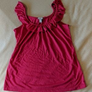 Pink top, short sleeve or off shoulder, size XS